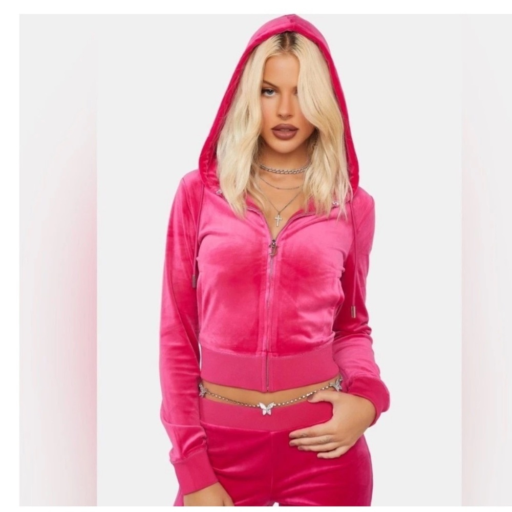 Juicy Couture Hot Pink Velour Hoodie Jacket